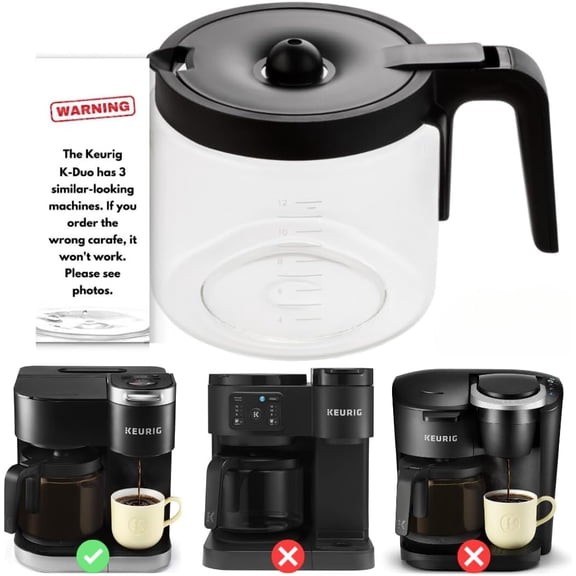 Replacement 12-Cup Coffee Pot Carafe for Keurig K-Duo [ NOT COMPATIBLE With Keurig K-Duo "Essentials" ]