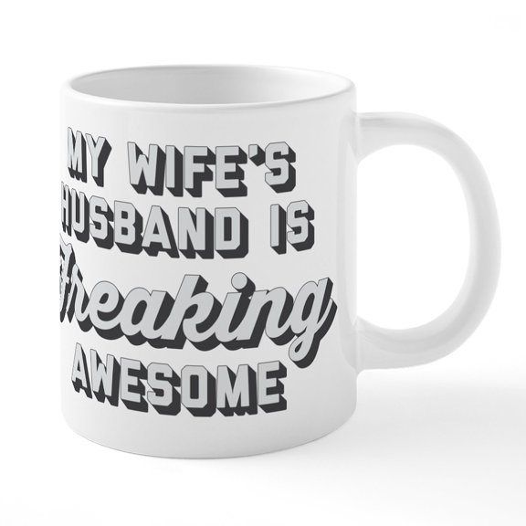 CafePress - Awesome Wife's Husband - 20 Oz White Ceramic Mega Mug
