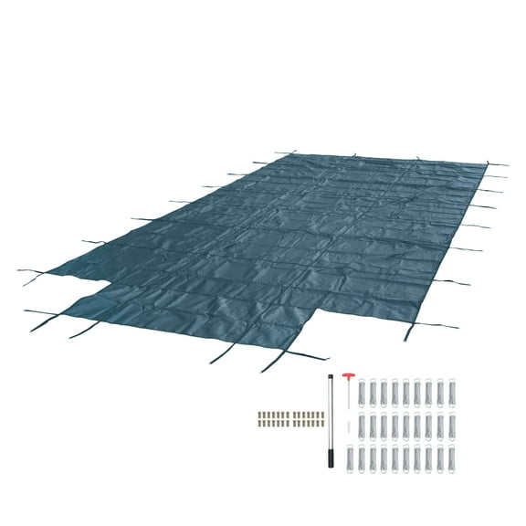 findmall Inground Pool Safety Cover Fits 16x32ft With Center Steps Mesh Solid