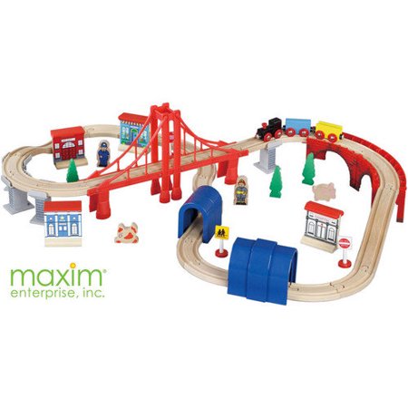 Bridge & Tunnel Wooden Train Set, 60 pieces - Walmart.com