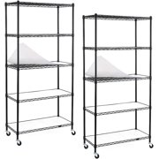 5-Shelf Shelving Units and Storage on Wheels with Shelf Liners Set of 5, NSF Certified, Adjustable Carbon Steel Wire Shelving Unit Rack for Garage, Kitchen, Office, Black 63 X 30 X 14