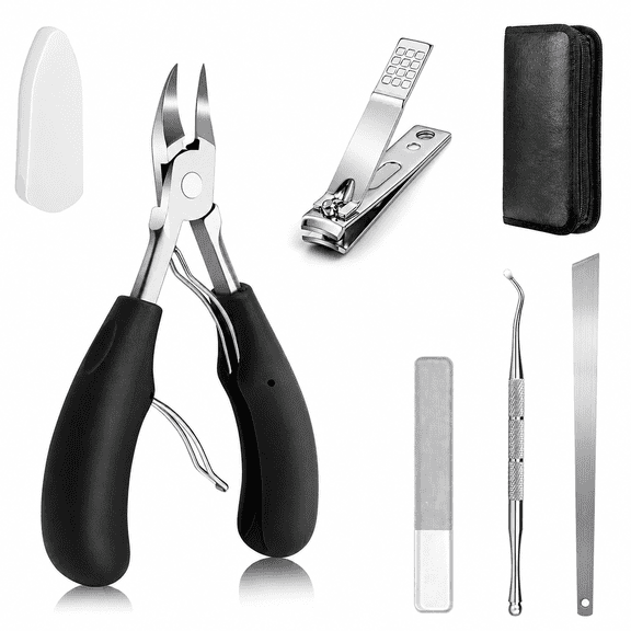 Toenail Clippers, Nail Clippers Set for Ingrown or Thick Toenails, Sharp Curved Blade Pedicure Tool for Men Seniors