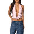 thumbnail image 3 of Hauts Dos Nu pour Femmes Col en V Profond Sans Manches Dos Nu Lacets Sorties Y2K Été Style Rue Rose G, 3 of 9