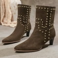 thumbnail image 5 of Mostsola Cowboy Boots for Women Kitten Heel Fashion Suede Cowgirl Boots Pointed Toe Ankle Boots, 5 of 9