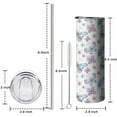 thumbnail image 5 of 20oz Watercolor Butterfly Flower Leaf White Pattern Skinny Tumblers Stainless Steel Tumbler with Lid and Straw,Vacuum Insulated Double Wall Travel Tumbler Cups with Cleaning Brush for Coffee,Tea, 5 of 6