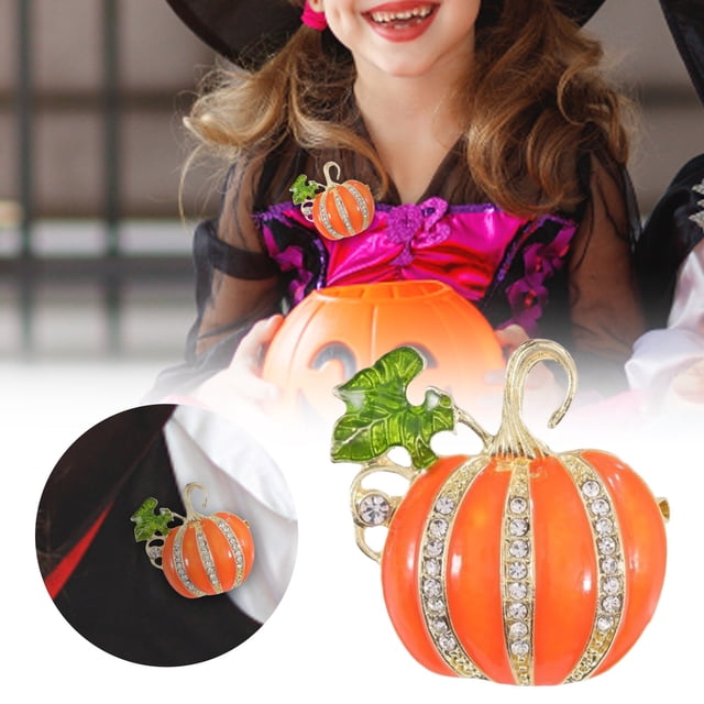 Fashionable Halloween Pumpkin Brooch Pin Versatile Studded Vegetable For Festive Celebrations