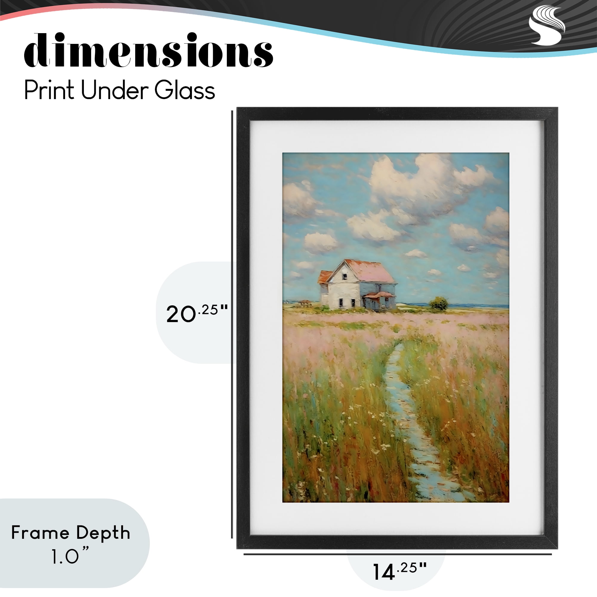 Stupell Industries House in Field of Flowers Black Framed Print Under Glass, design by Creative Studio