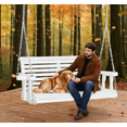 thumbnail image 3 of Patio Furniture Porch Swing with Chains and Cupholders, Wooden Patio Swing Chair,Outdoor Sofa, 3 of 6