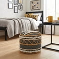 thumbnail image 2 of LR Home Small Over-tufted Striped Indoor Round Pouf, Multi, 18" x 18" x 14", 2 of 4