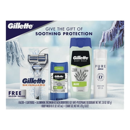 Gillette Gift Pack Soothing Gift Pack, Razor, Deodorant, Body Wash, and Soothing Shave Gel