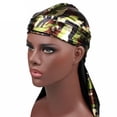 thumbnail image 7 of Yvsxxv Camo Print Silk Bandana, Soft Stretch Head Wrap, Unisex Daily Hair Accessory, Black, 1 Pc, 7 of 7