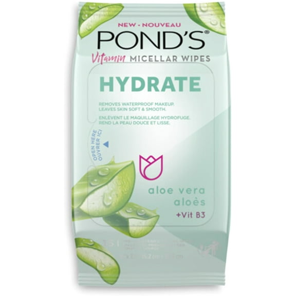 Pond's Vitamin Micellar Hydrate Facial Wipes, 25 ct (Pack of 4)