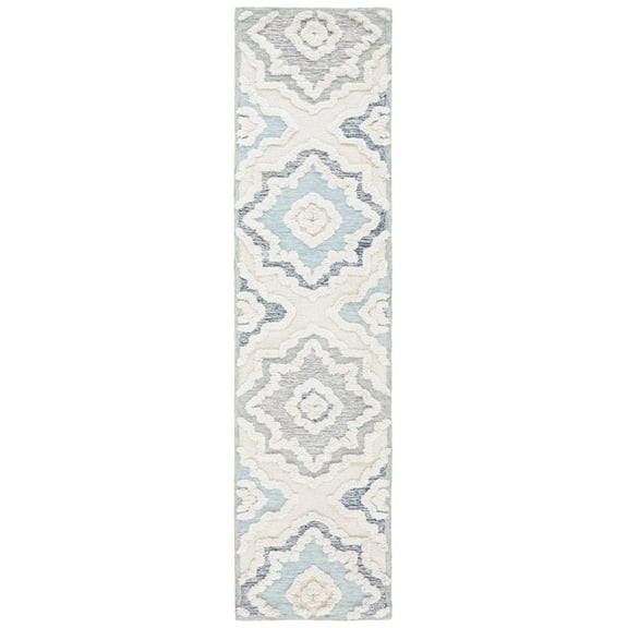 SAFAVIEH Metro Deena Medallion Runner Rug, Ivory/Light Blue, 2'3" x 9'