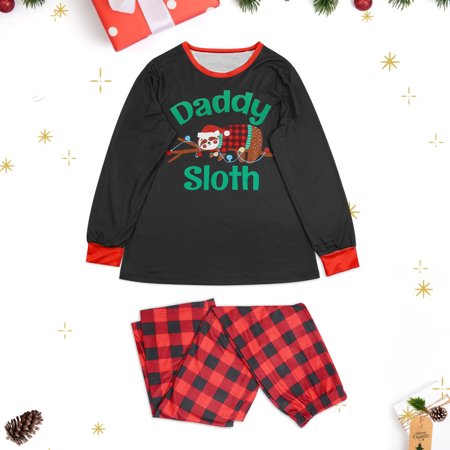 

Christmas Gifts Christmas Letter Print Tops And Pants Clothes Set Xmas Family Matching Pajamas Polyester Black S