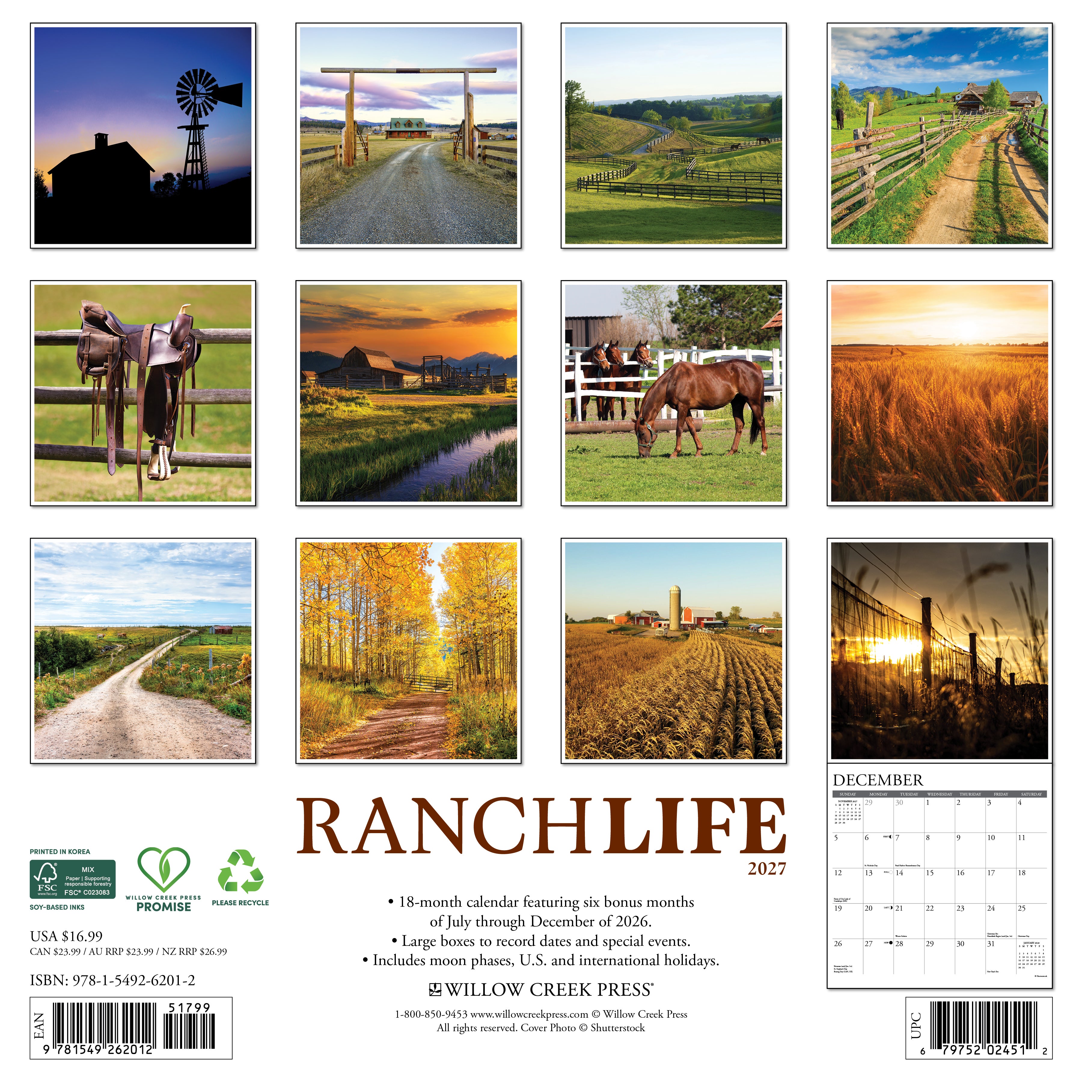 Willow Creek Press, RanchLife 2027 Wall Calendar