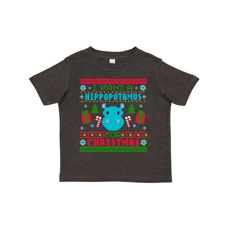 

Inktastic I Want a Hippopotamus for Christmas Pixelated Ugly Sweater Gift Toddler Boy or Toddler Girl T-Shirt