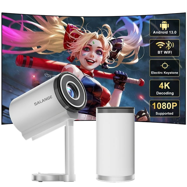 Salange Mini Projector with Wifi and Bluetooth Support 4K Video Beam Portable Hidden Bracket
