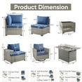thumbnail image 3 of Opohoro Outdoor Sectional Furniture Set 9-Piece Gray Rattan Wicker Conversation Sofa Set with Swivel Chairs, Side Table and Fire Pit, 3 of 21
