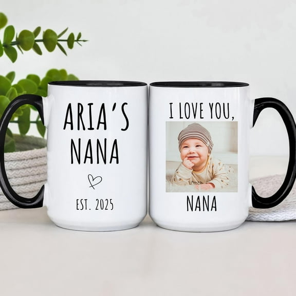 Nanas Grandchild Coffee Mug Personalized Grandma Gift, Custom Photo Name Cup