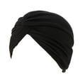 thumbnail image 1 of Linyer Muslim Turban Hijabs Caps Forehead Color Turbans Knot Hats Islamic Indian Bonnet Cotton Chemo Cancer Patients Headwear black, 1 of 4