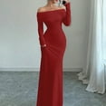 thumbnail image 2 of LWavelet Womens Off Shoulder Long Sleeve Bodycon Maxi Dress Evening Formal Party Dress Red XL, 2 of 5