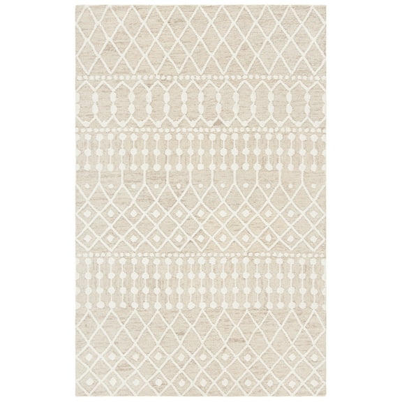 SAFAVIEH Blossom Aspen Geometric Wool Area Rug, Beige/Ivory, 4' x 4' Round