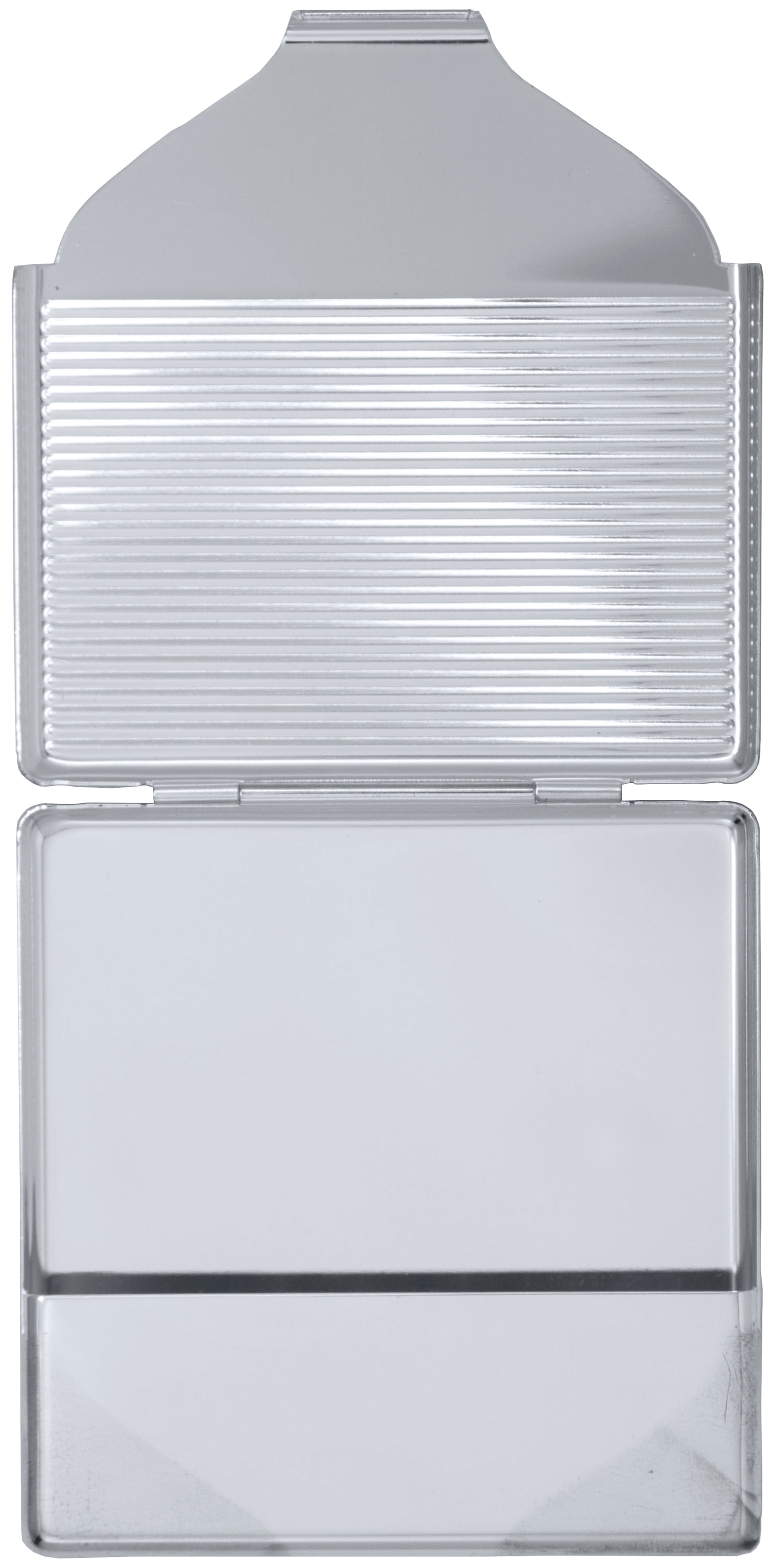 Set of 2 Ultra Compact Metal-Plated King Size Cigarette Case & Stash Box (Silver Vertical Lines)
