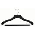 thumbnail image 3 of International Hanger, Black Wavy Wood Suit Hanger w/Non-Slip Bar, Chrome Hardware, 50 Pack, 3 of 3