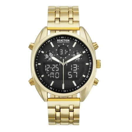 - Kenneth Cole Reaction Men's Black Dial And Gold Tone Bracelet Watch