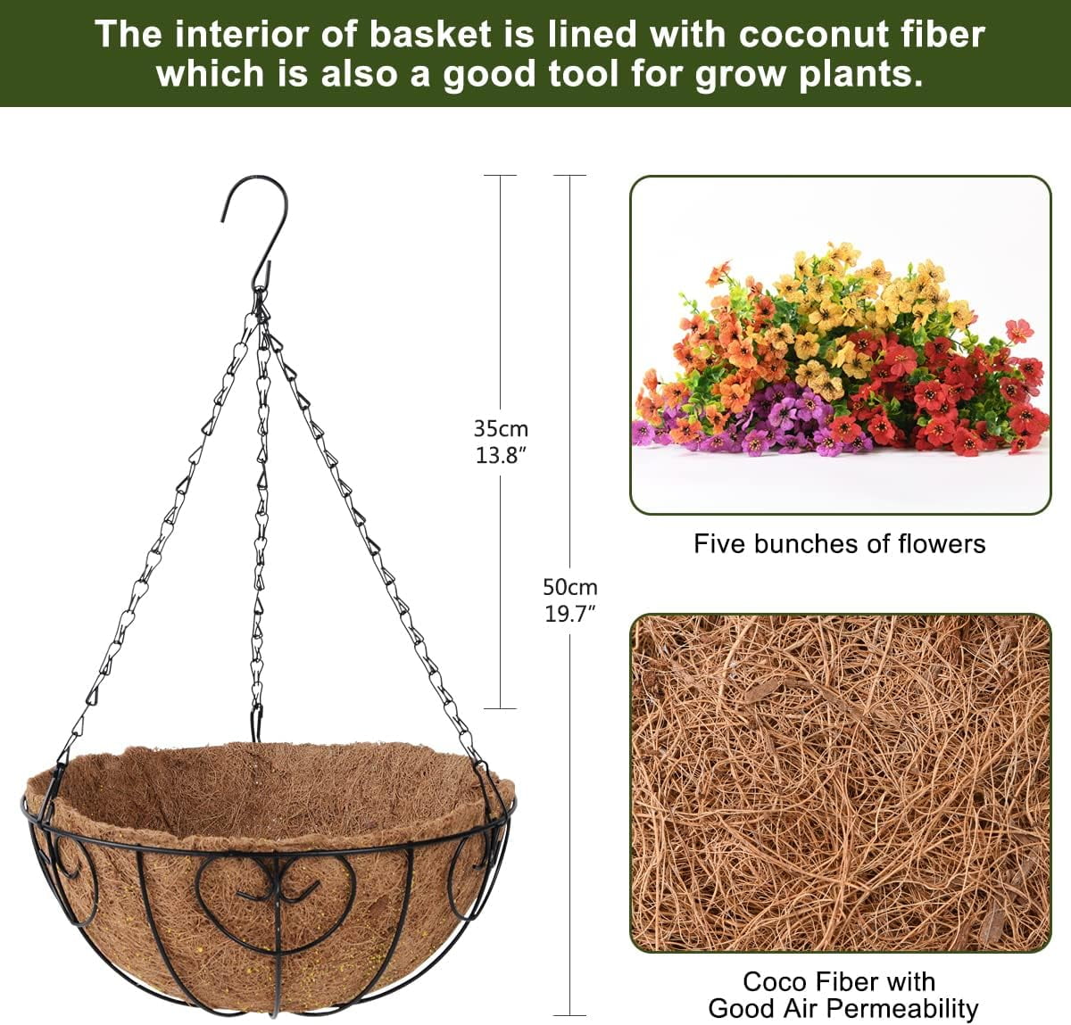 Artificial Faux Hanging Plants Flowers Basket for Summer Outdoor Decoration,Fake Silk Daisy in Planter Realistic UV Resistant Look Real for Porch Home Patio Balcony Yard(Multicolor)