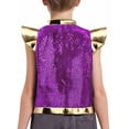 thumbnail image 2 of Moggemol Gilet Prince Garçon Design Arabe à Sequins Ouvert avec Manches Courtes Violet 14, 2 of 6