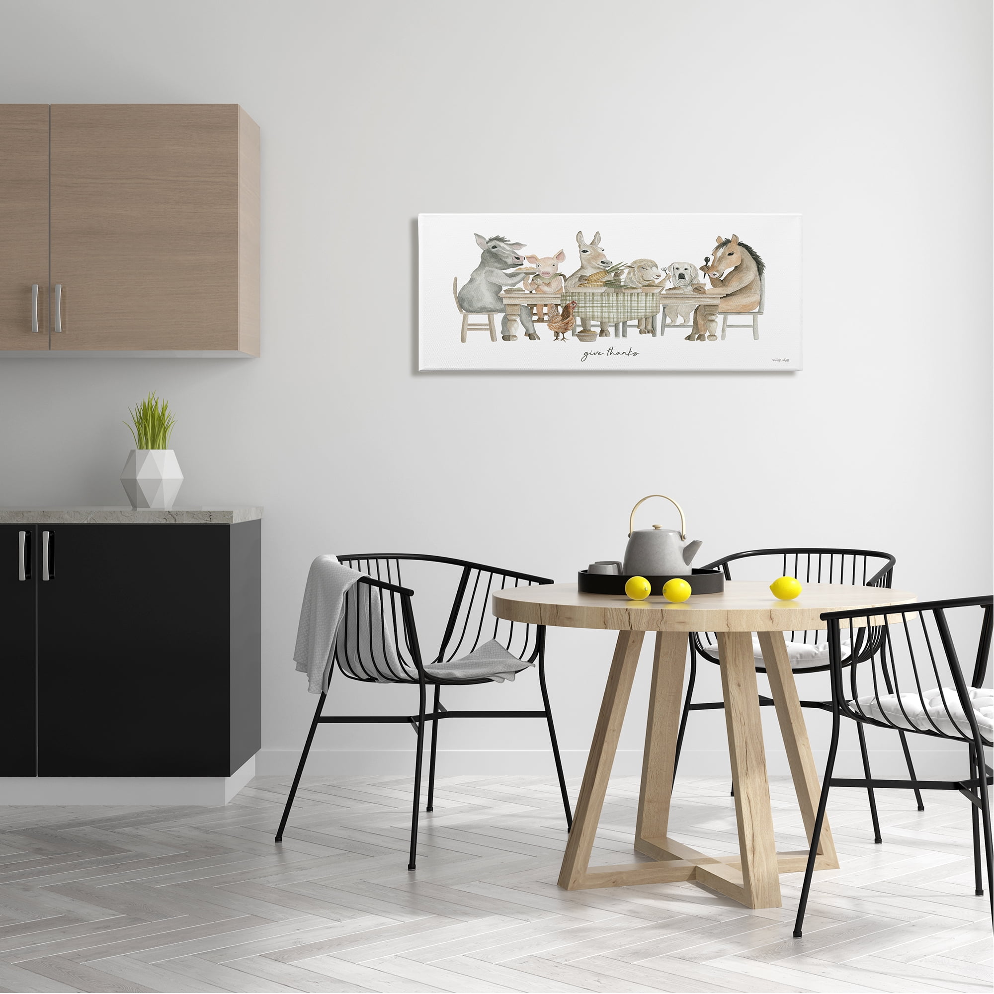 Stupell Industries Give Thanks Farmhouse Kitchen Animals & Insects Painting Gallery Wrapped Canvas Print Wall Art, 40 x 17