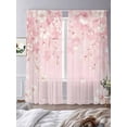 thumbnail image 2 of Pink Cherry Blossom Sheer Curtains 108 Inch Length 2 Panels Set, Spring Modern Farmhouse Floral Voile Window Treatment Semi Sheer Long Curtains Drapes for Bedroom/Living Room/Kitchen 52"x108"x2, 2 of 7