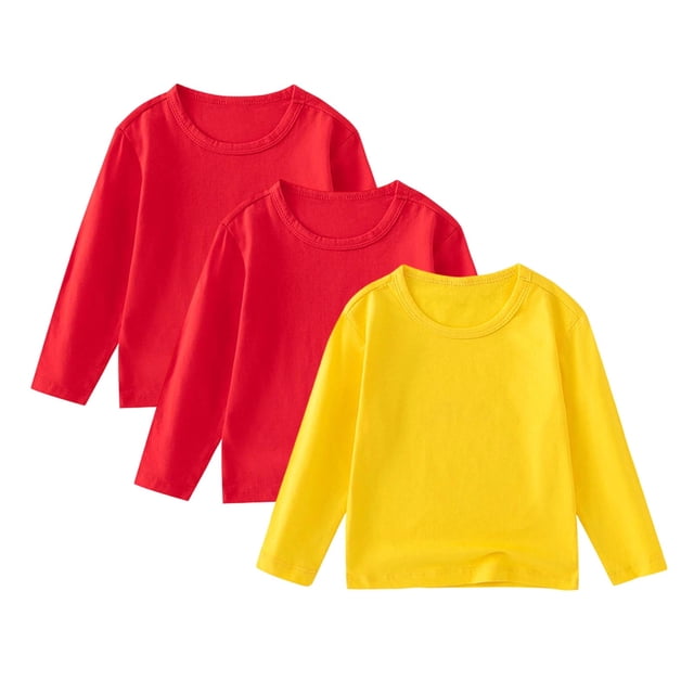 ZACPNCV 3 Pcs Chandails en Molleton à Col Rond pour Filles, Manches Longues, Chandail d'Automne Rouge 4-5 Ans