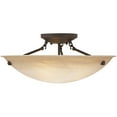 3 Light Bronze Ceiling Light fixture with Honey Alabaster Glass Shade