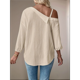 thumbnail image 4 of Blusa Asimétrica con Hombros Descubiertos y Larga Abotonada para Mujer, Color Albaricoque XL, 4 of 6