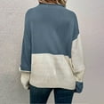 thumbnail image 5 of GBSYEWXS Women Sweater Crew Neck Color Block Long Sleeve Cute Warm Blue Sweater, 5 of 7