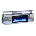 thumbnail image 7 of Ktaxon Modern TV Stand with 36" Fireplace, 70" High Gloss Entertainment Center with LED RGB Light for Living Room, 12 Colors Flames Electric Fireplace Mantel, Silver, 7 of 7