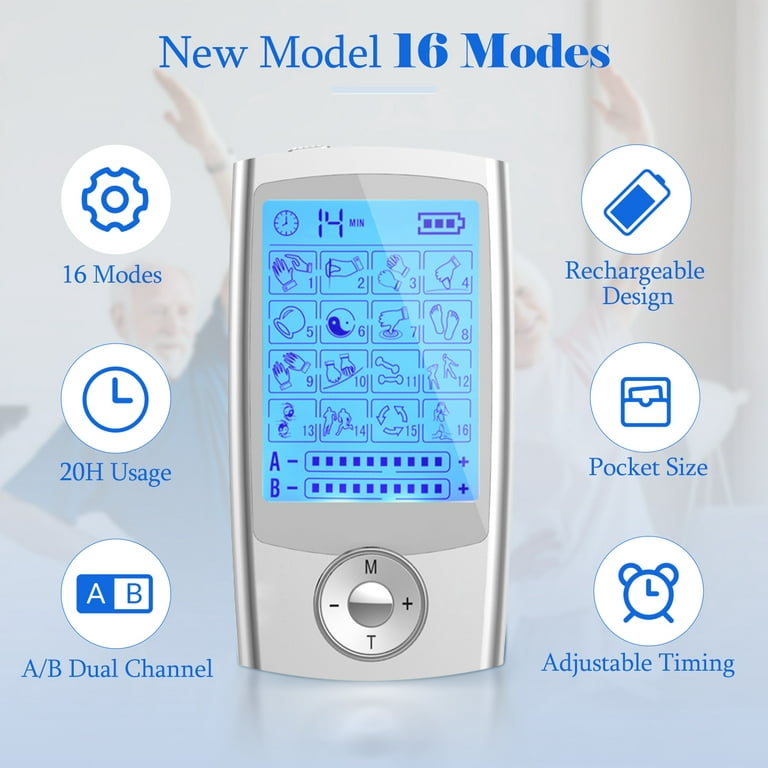 MEDVICE Rechargeable Tens Unit Muscle Stimulator, 2nd Gen 16 Modes & 8  Upgraded Pads for Natural Pain Relief & Management, FDA Cleared Electric  Pulse