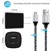 Micro USB Cable with Android Charger, Hootek 6FT USB A to micro cable High Speed Fast Charging Cable, usb cable micro with USB Wall Charger Fast Charger Adapter Plug, android charger block, Black