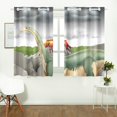 thumbnail image 3 of MKHERT Dinosaur and Volcano Window Curtain Kitchen Curtains Window Treatments 26x39 inch,Set of 2, 3 of 3
