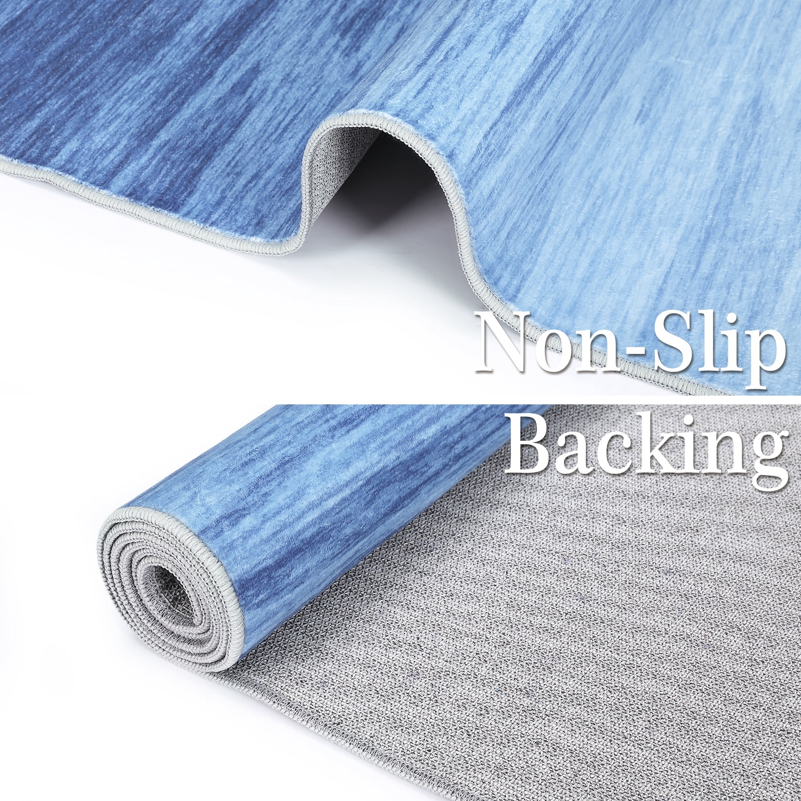 Hasoo Blue Large Modern Abstract Area Rug for Living Room Non-Slip Washable Indoor Home Decor Carpet, 9' x 12'
