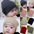 thumbnail image 4 of Newborn Baby Boy Girls Winter Double Layer Plain Beanie Hat Cap, 4 of 4