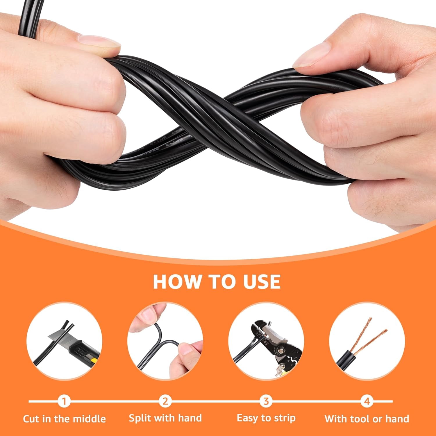 SUNVIE 100FT 12 Gauge Low Voltage Wire 12/2 for Landscape Lighting, Direct Burial Copper Wire