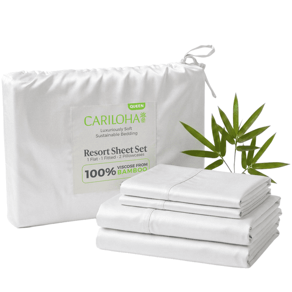 Cariloha Resort Bamboo Viscose 4-Piece Bed Sheet Set - Cooling, Odor-Resistant, sustainable, Hypoallergenic, Soft and Durable - Flat and Fitted Sheets and Two Pillowcases - California King - Onyx
