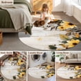 thumbnail image 6 of Yellow Floral Spring Round Rugs 6ft, Summer Rustic Botanical Vintage Wood Non Slip Washable Rug Runner, Low Pile Indoor Floor Carpet Mat Bathroom Rugs for Living Room, Bedroom, Kids Room, 6 of 9