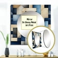 thumbnail image 3 of Designart "Striped Symmetry in Beige and Blue I" 0 Square Mirror For Wall Decor - Large Blue Square Mirror Printed Wall Decor - Modern Square Living Room Mirror, 3 of 5
