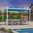 thumbnail image 3 of PURPLE LEAF 10' x 12' Outdoor Retractable Pergola Heavy-Duty Aluminum White Pergola with Sun Shade Canopy Patio Modern Shelter for Garden Porch Yard Deck Beach Grape Trellis, Turquoise Blue, 3 of 12