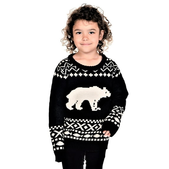 Children's Polar Bear Christmas Sweater Black