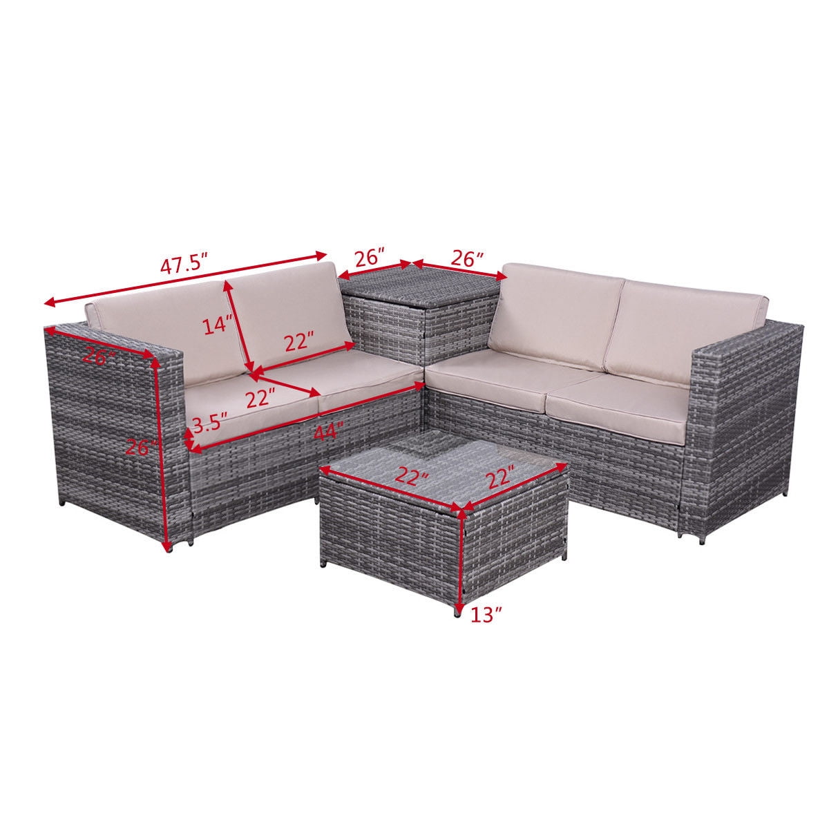 Costway 4pcs Patio Rattan Wicker Furniture Set Sofa Loveseat Costway 4pcs Patio Rattan Wicker Furniture Set Sofa Loveseat Cushioned W Storage Box Com